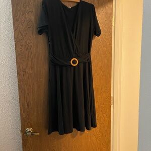 Elegant Black Dress with Belt